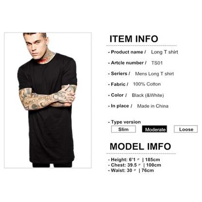 Funki Findz | Shirts | Men's Gothic Short Sleeved Long T-Shirt