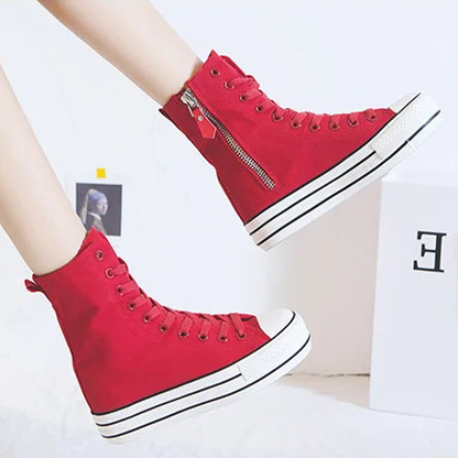 Funki Findz | Boots | Women's High-top Side Zip Canvas Sneaker