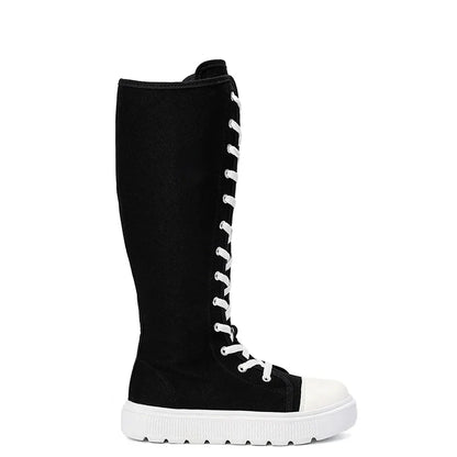 Funki Findz | Boots | Women's Over Knee Lace Up Canvas Boots