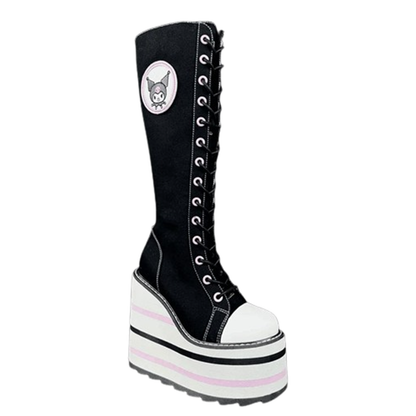 Funki Findz | Boots | Women's Platform Canvas Wedge Sneakers