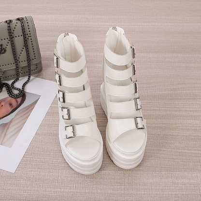Funki Findz | Shoes | Women's Goth Buckle Strap Wedge Sandal