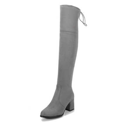 Funki Findz | Boots | Women's Thigh High Square Mid Heel Boots