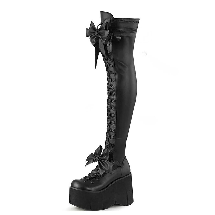 Funki Findz | Boots | Women's Matte Over Knee Bow Knot Boots