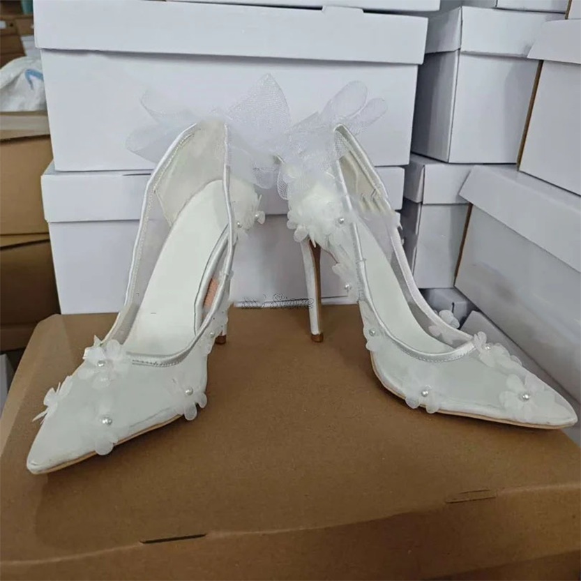 Funki Findz | Shoes | Women's Bow Knot Mesh Bridal Stilettos