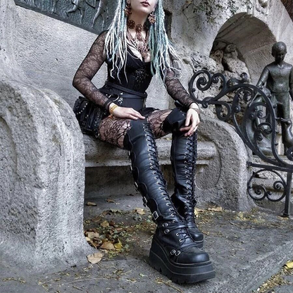 Funki Findz | Boots | Women's Gothic Over Knee Platform Boots