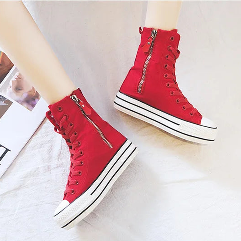 Funki Findz | Boots | Women's High-top Side Zip Canvas Sneaker
