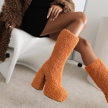 Funki Findz | Boots | Women's Knee-High Fuzzy Platform Boots