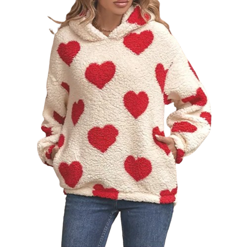 Funki Findz | Sweaters | Women's Fuzzy Heart Pocketed Hoodie