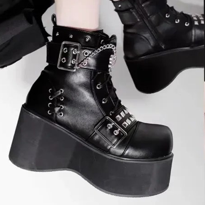 Funki Findz | Boots | Women's Gothic Platform Cosplay Wedges
