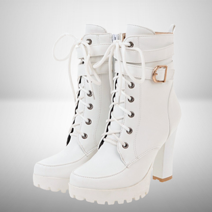 Funki Findz | Boots | Women's Block Heel Buckle Strap Ankle Boots