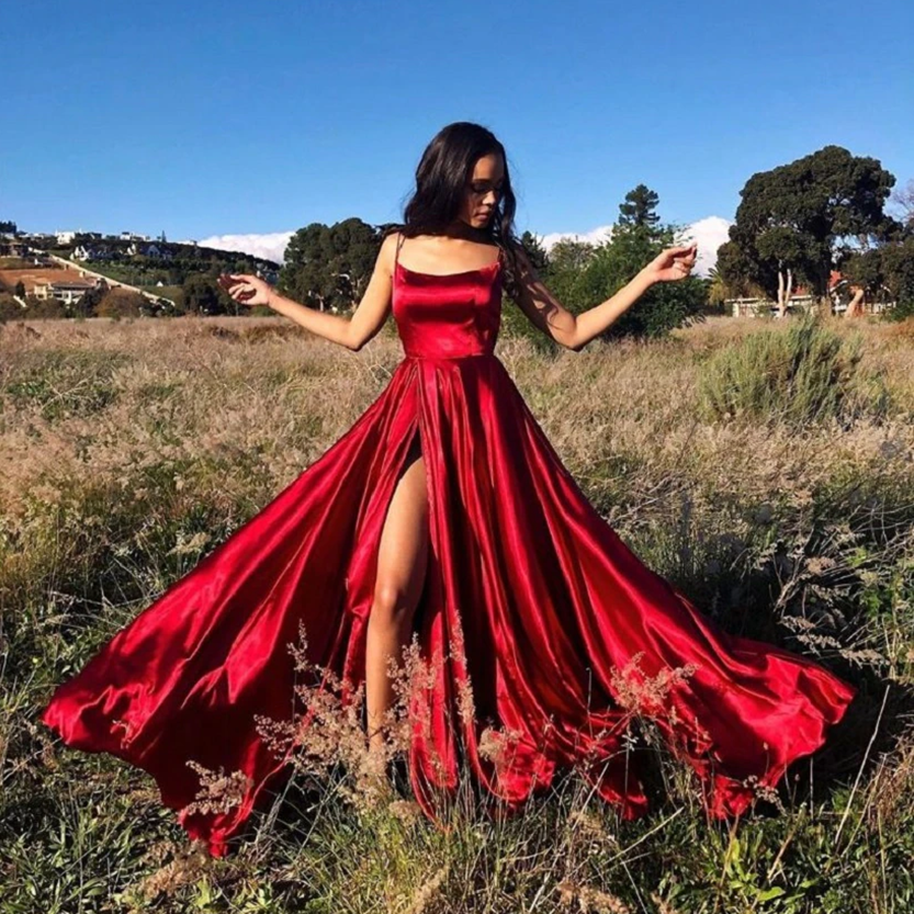 Funki Findz | Dresses | Women's Elegant Long Satin Prom Dress