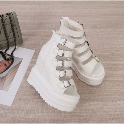 Funki Findz | Shoes | Women's Goth Buckle Strap Wedge Sandal