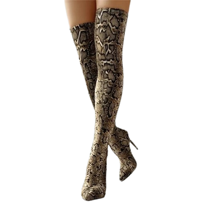 Funki Findz | Boots | Women's High Stiletto Leopard Print Boots