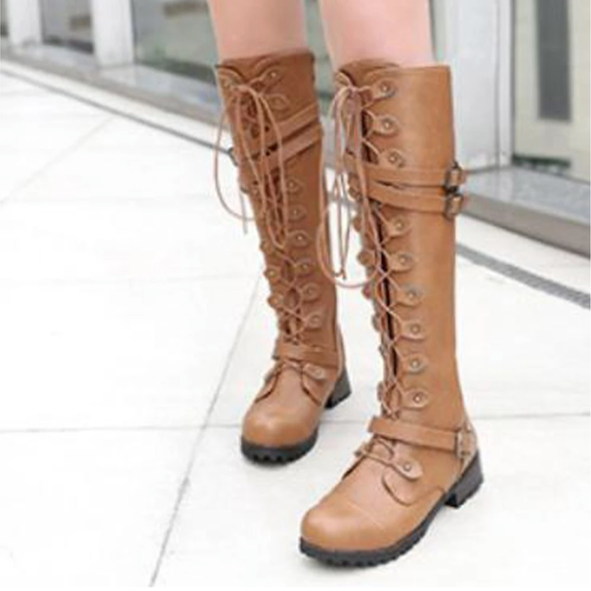 Funki Findz | Boots | Women's Knee High Steampunk Flat Boots