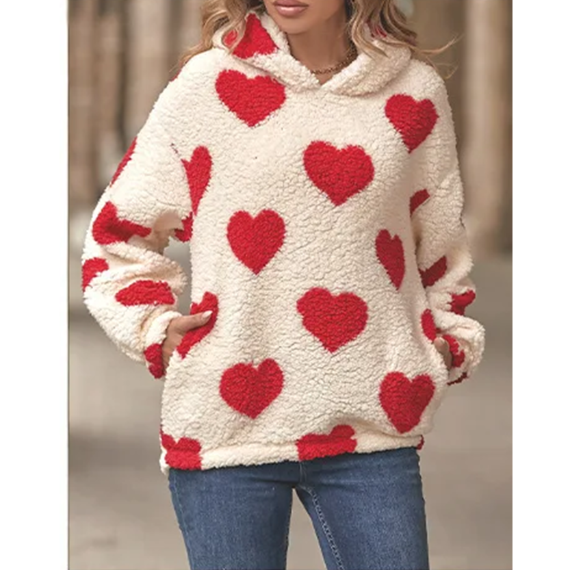 Funki Findz | Sweaters | Women's Hooded Heart Print Pullover