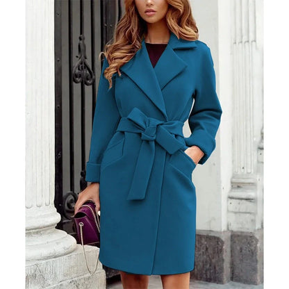 Funki Findz | Jackets | Women's Suit Collar Slim Fit Tie Belt Coat