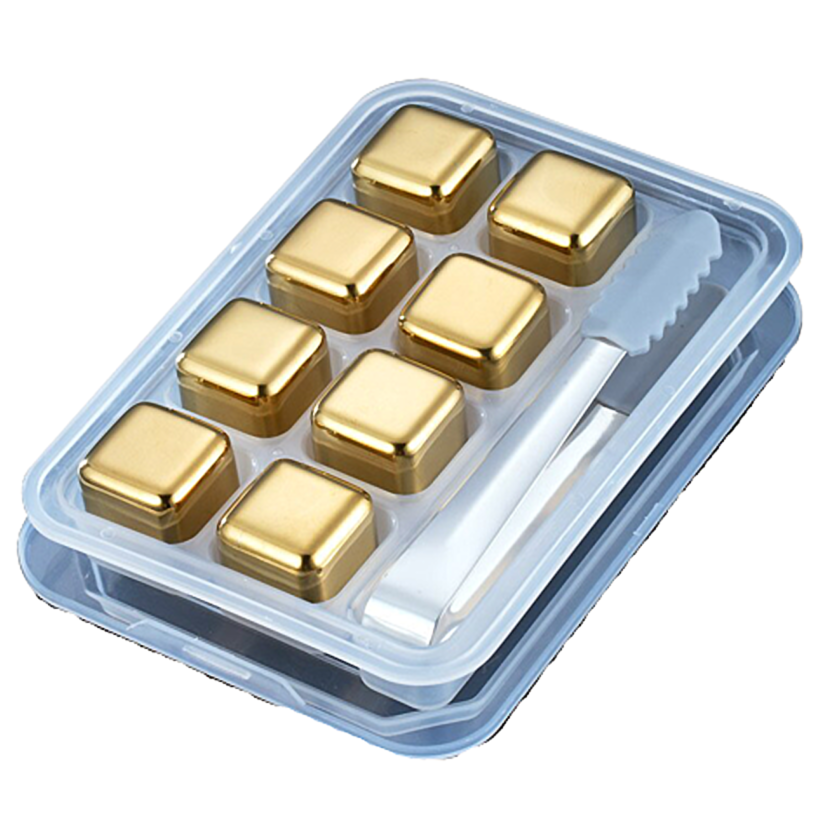 Funki Findz | Whisky Stones | Gold Stainless Steel Ice Cube Sets