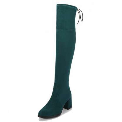 Funki Findz | Boots | Women's Thigh High Square Mid Heel Boots