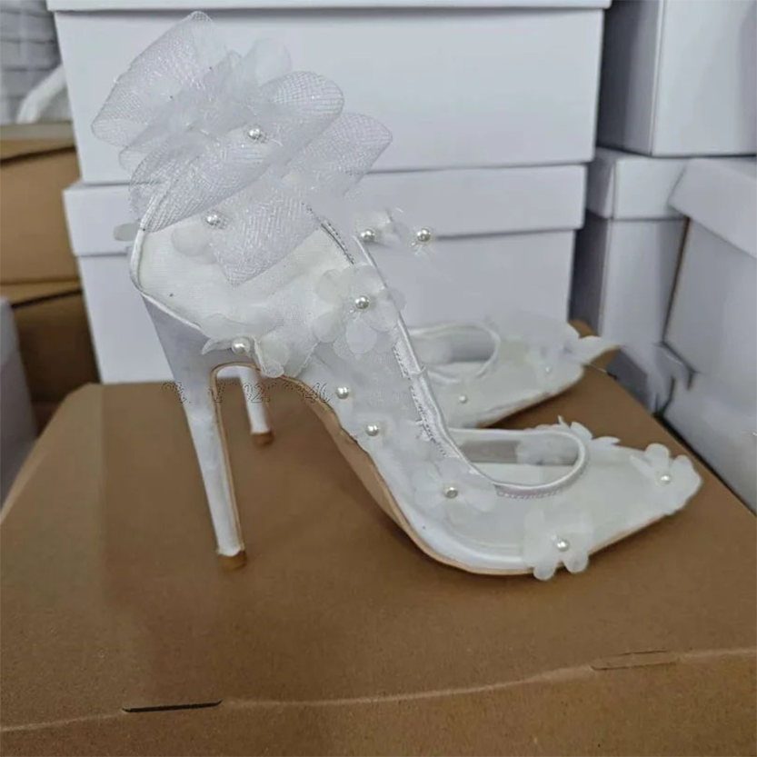 Funki Findz | Shoes | Women's Bow Knot Mesh Bridal Stilettos