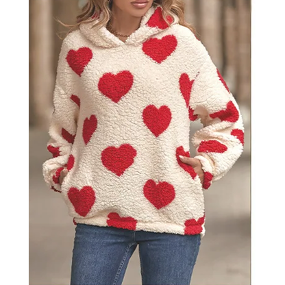 Funki Findz | Sweaters | Women's Fuzzy Heart Pocketed Hoodie