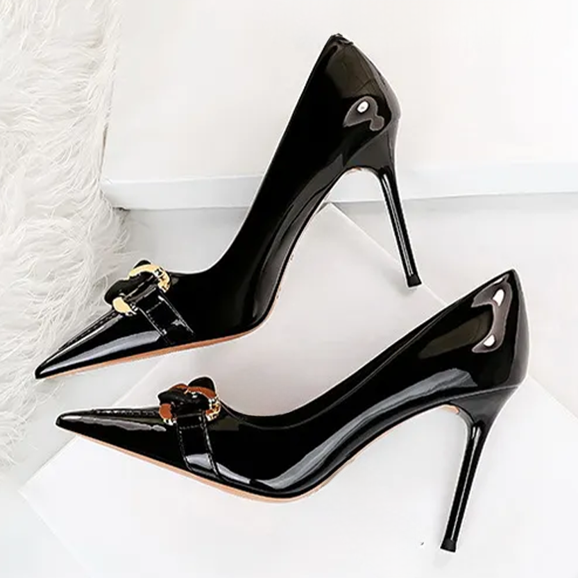 Funki Findz | Shoes | Women's Patent Metal Buckle Luxury Heels