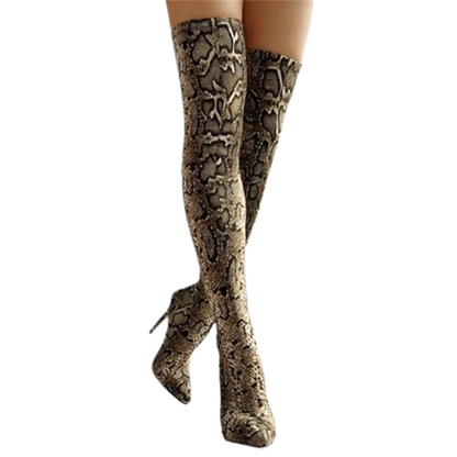 Funki Findz | Boots | Women's High Stiletto Leopard Print Boots