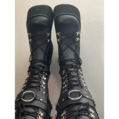 Funki Findz | Boots | Women's Goth Lace Up Platform Wedges