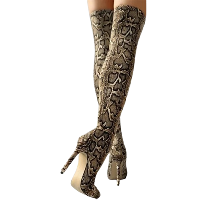 Funki Findz | Boots | Women's High Stiletto Leopard Print Boots