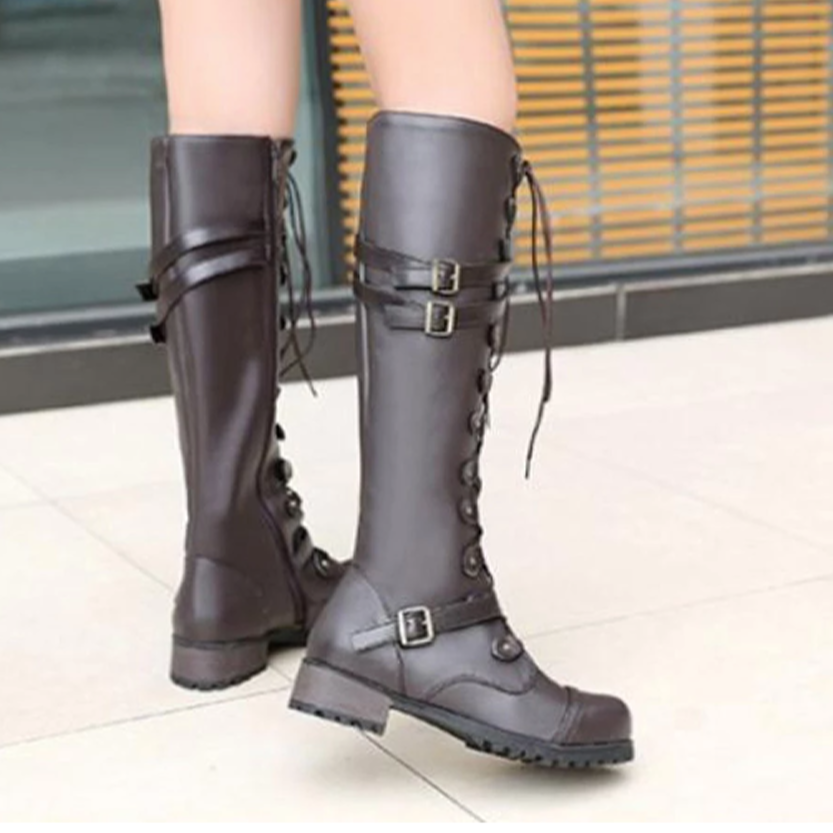 Funki Findz | Boots | Women's Knee High Steampunk Flat Boots