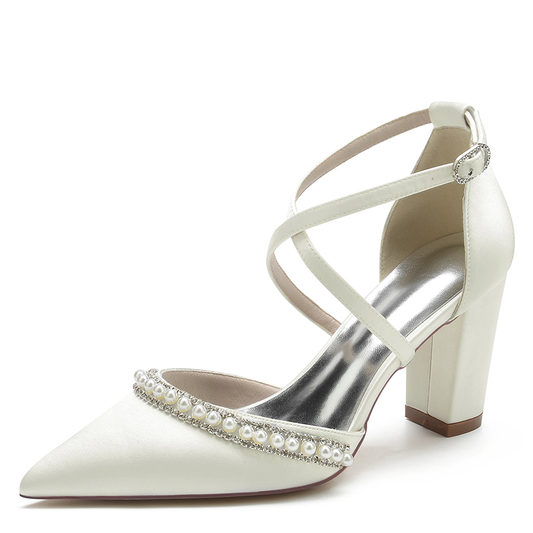 Funki Findz | Shoes | Women's Satin Pearl Bridal Evening Shoes