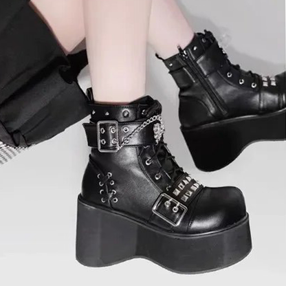 Funki Findz | Boots | Women's Gothic Platform Cosplay Wedges