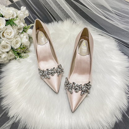 Funki Findz | Shoes | Women's Satin Crystal Wedding Pumps