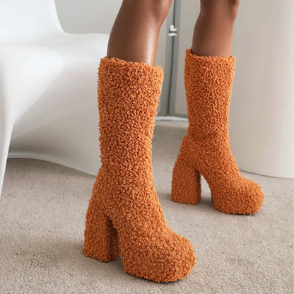 Funki Findz | Boots | Women's Knee-High Fuzzy Platform Boots