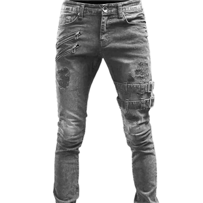 Funki Findz | Pants | Men's Punk Skinny Denim Buckle Jeans