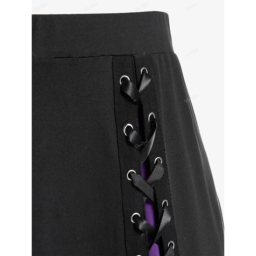 Funki Findz | Skirts | Women's Gothic Lace Up Front Pleated Skirt