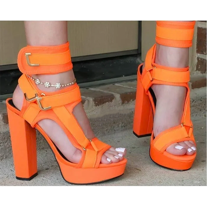 Funki Findz | Shoes | Women's Chunky Heel Strappy Sandals