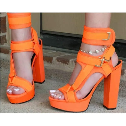 Funki Findz | Shoes | Women's Chunky Heel Strappy Sandals