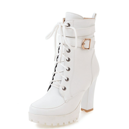 Funki Findz | Boots | Women's Block Heel Buckle Strap Ankle Boots