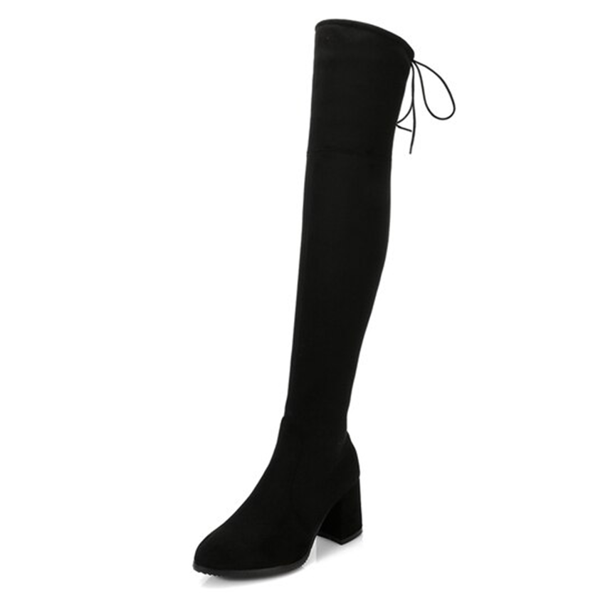 Funki Findz | Boots | Women's Thigh High Square Mid Heel Boots