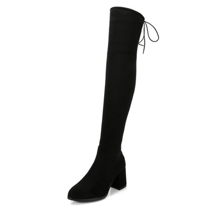 Funki Findz | Boots | Women's Thigh High Square Mid Heel Boots