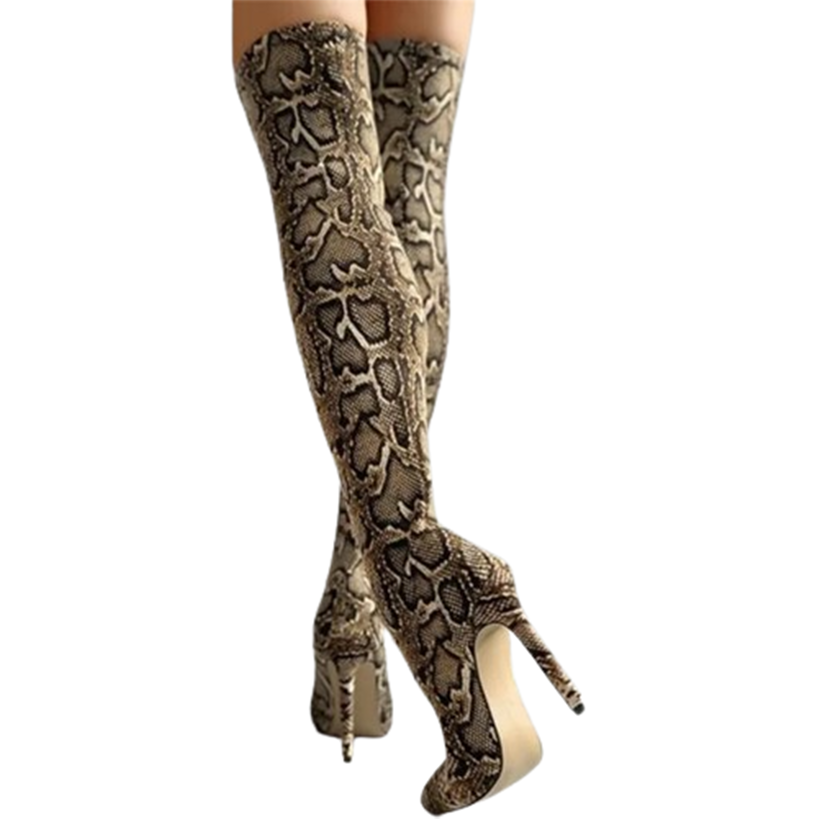 Funki Findz | Boots | Women's High Stiletto Leopard Print Boots