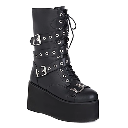 Funki Findz | Boots | Women's Buckle Wedge Platform Boots