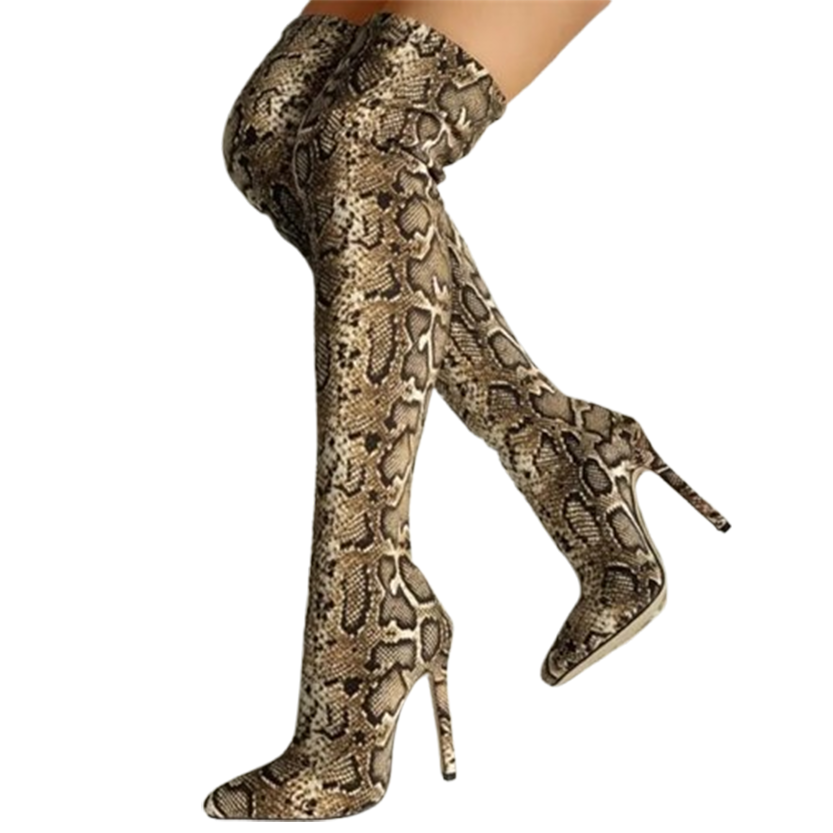 Funki Findz | Boots | Women's High Stiletto Leopard Print Boots