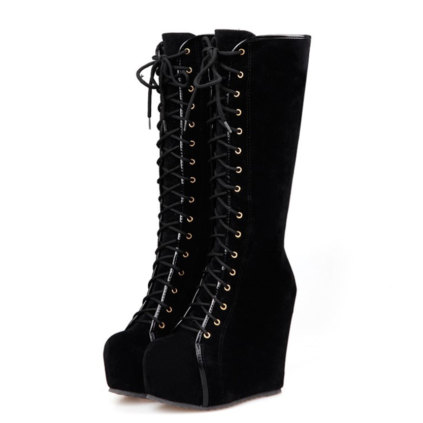 Funki Findz | Boots | Women's Pink Lace Up Suede Platform Boot