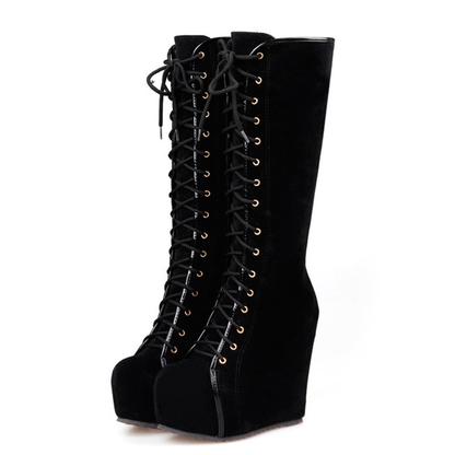 Funki Findz | Boots | Women's Pink Lace Up Suede Platform Boot