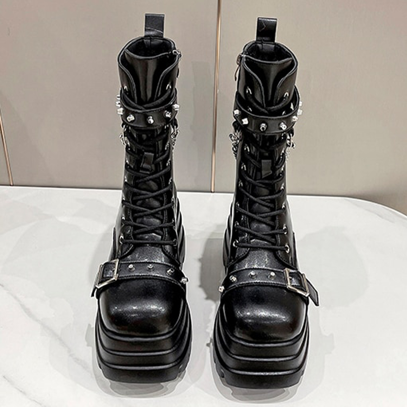 Funki Findz | Boots | Women's Gothic Square Toe Platform Boots