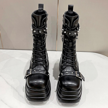 Funki Findz | Boots | Women's Gothic Square Toe Platform Boots