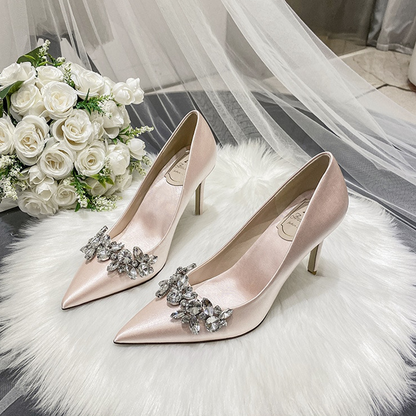 Funki Findz | Shoes | Women's Satin Crystal Wedding Pumps