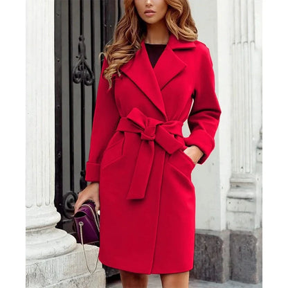 Funki Findz | Jackets | Women's Suit Collar Slim Fit Tie Belt Coat