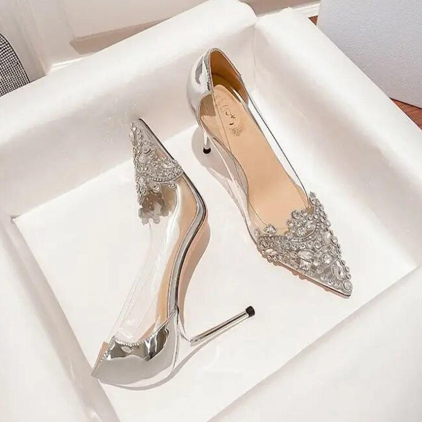 Funki Findz | Shoes | Women's Pointy Toe Clear Wedding Stiletto